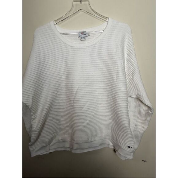 Vineyard Vines Batwing Sweater Ribbed Soft Oversized White XL Nautical Preppy Mi - Picture 1 of 4